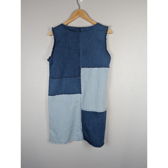 NWT NANETTE LEPORE Womens Sz M Patchwork Denim Dress Sleeveless Western 90s 152 - Picture 3 of 6